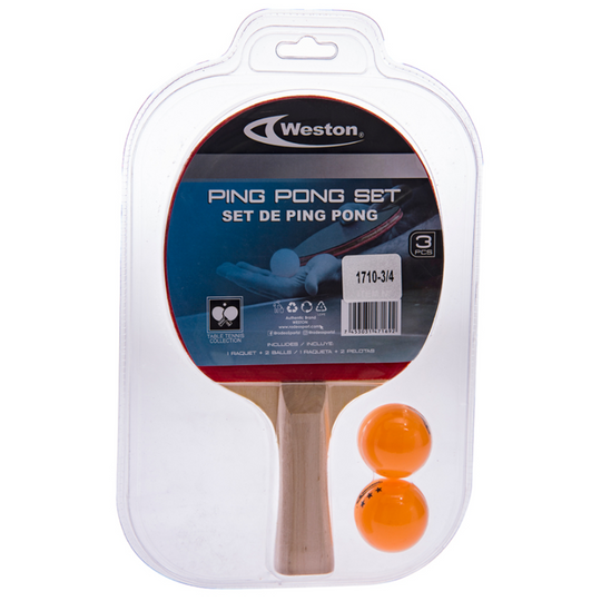 Set de 1 Raqueta + 2 pelotas de Ping Pong